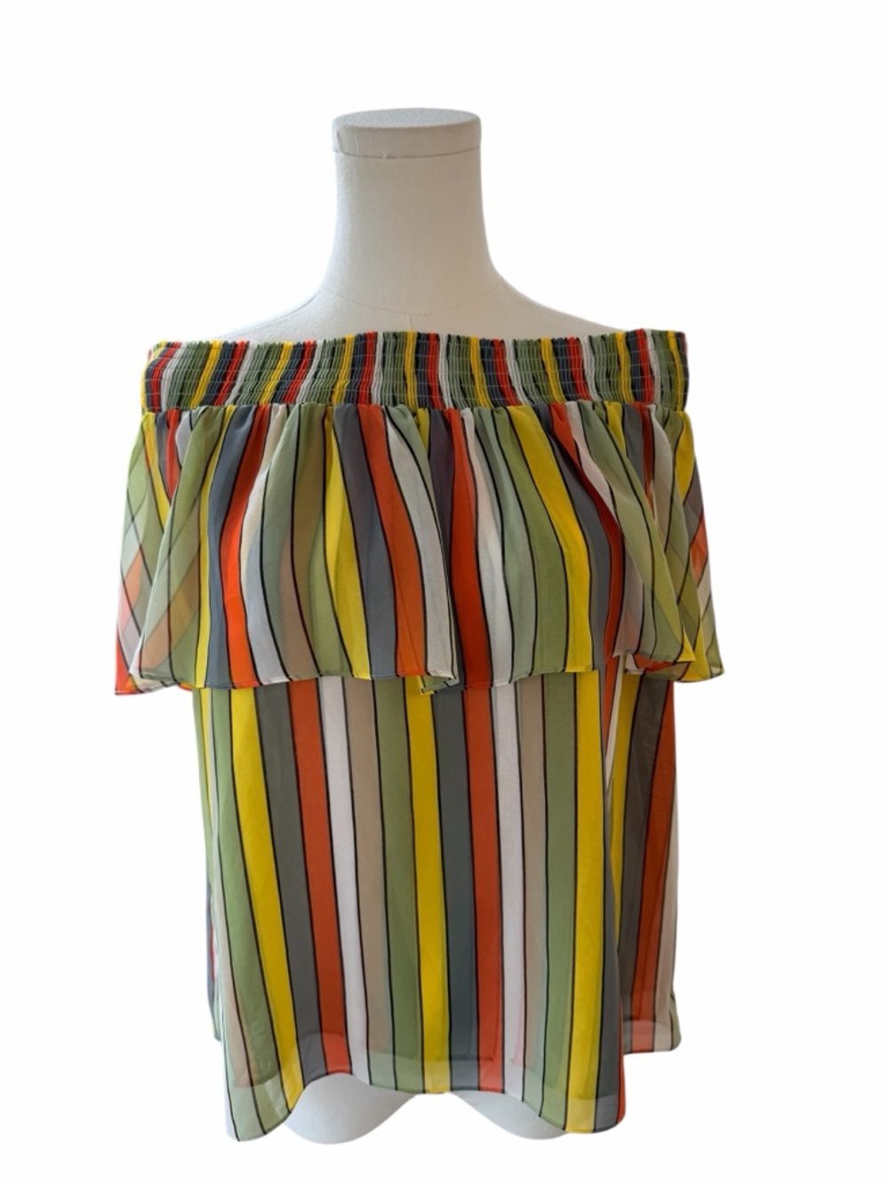 Cabi | Off Shoulder | Striped Boho | Resort Vacation | XS